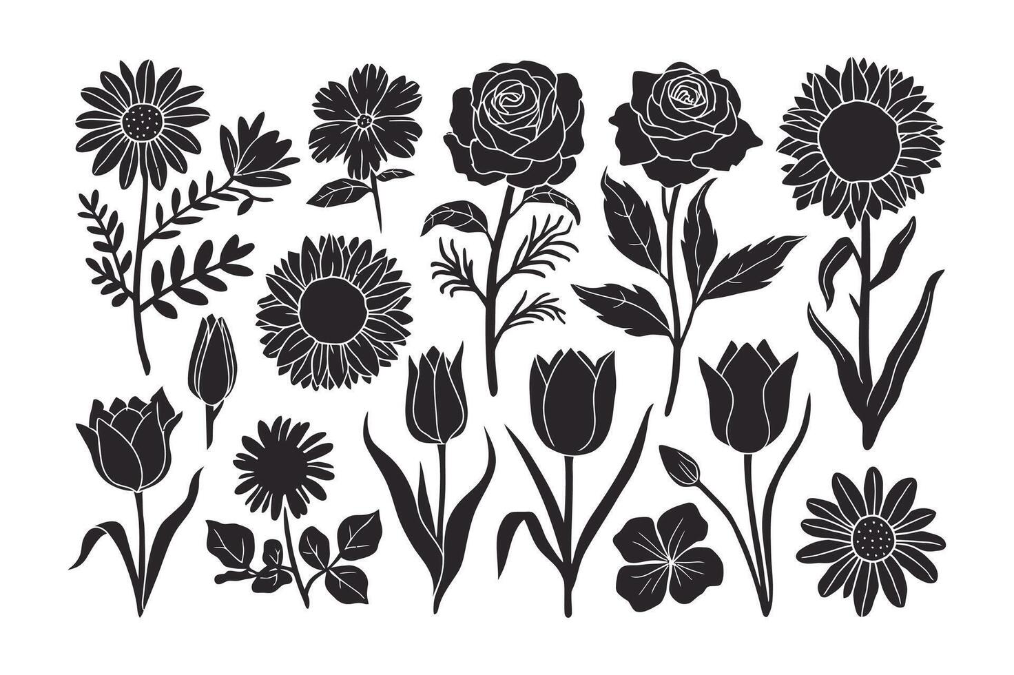 Serene Floral Linework vector