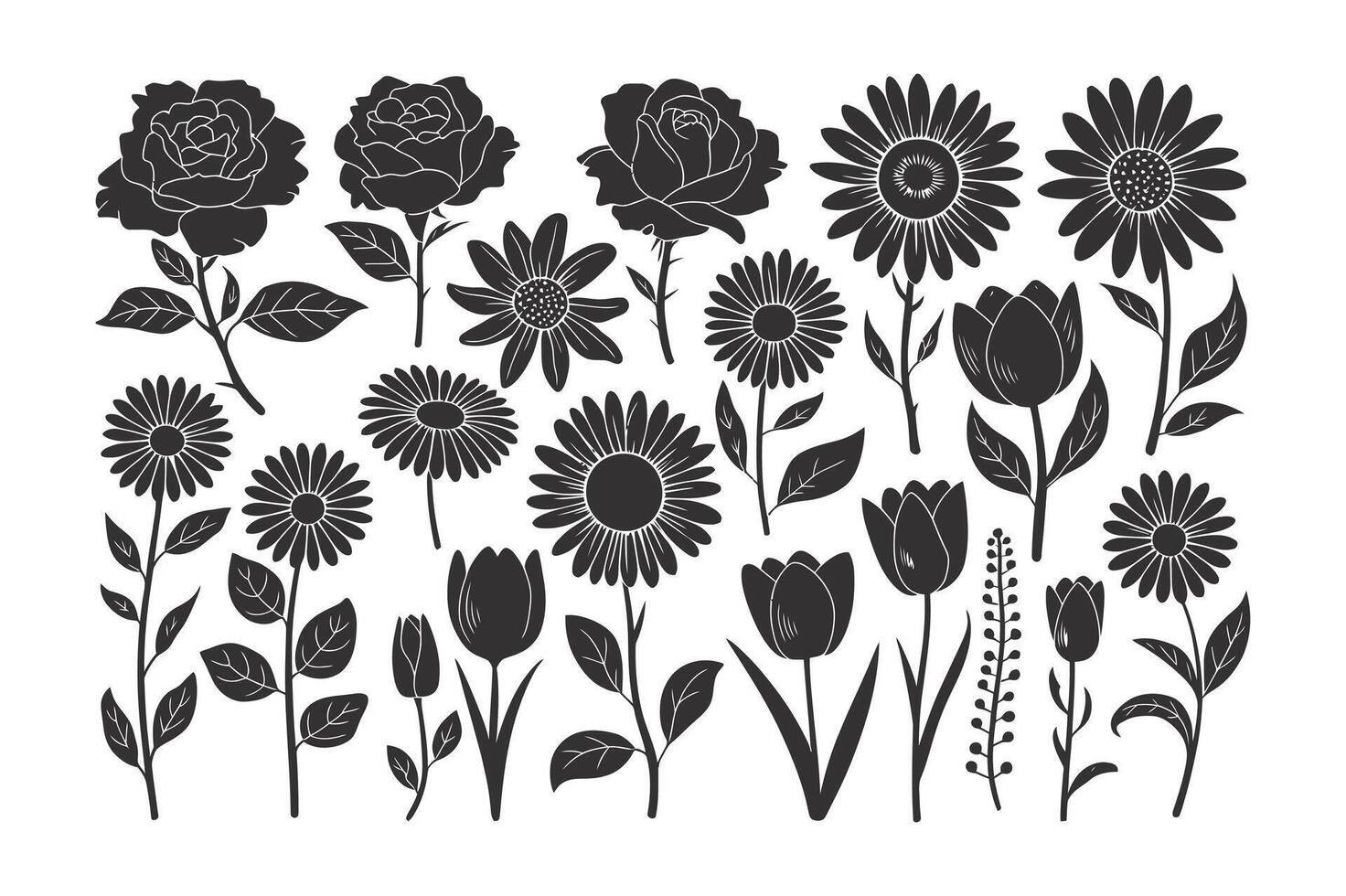Graceful Floral Sketch vector