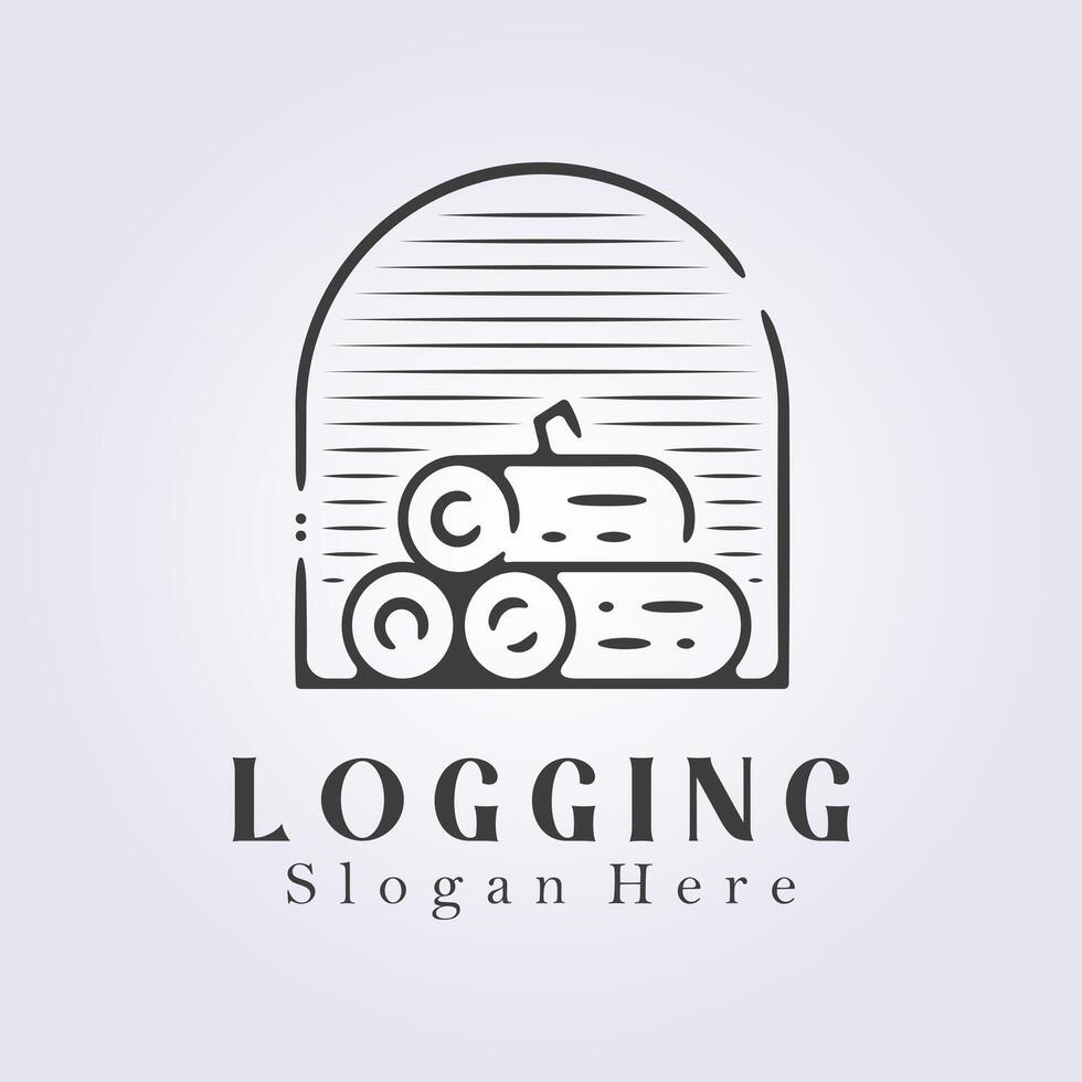 simple badge logging logo illustration design, outline logs logo design vector