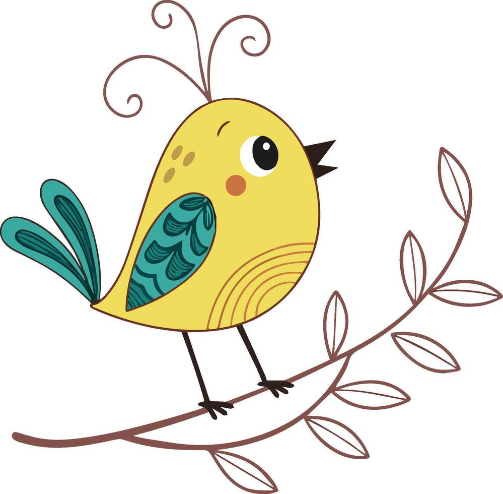 a cheerful cartoon illustration of a small bird vector