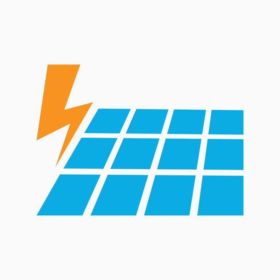 Solar Panel Flat Icon, Thunder Light Energy Power Illustration vector
