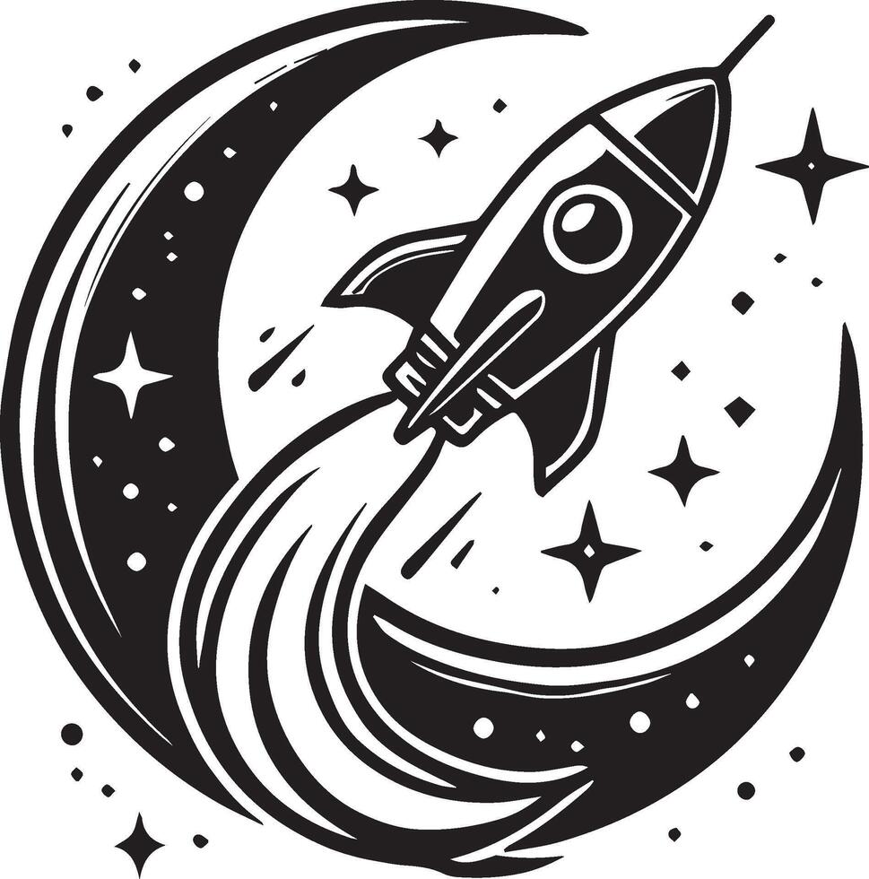 rocket silhouette icon style white background vector
