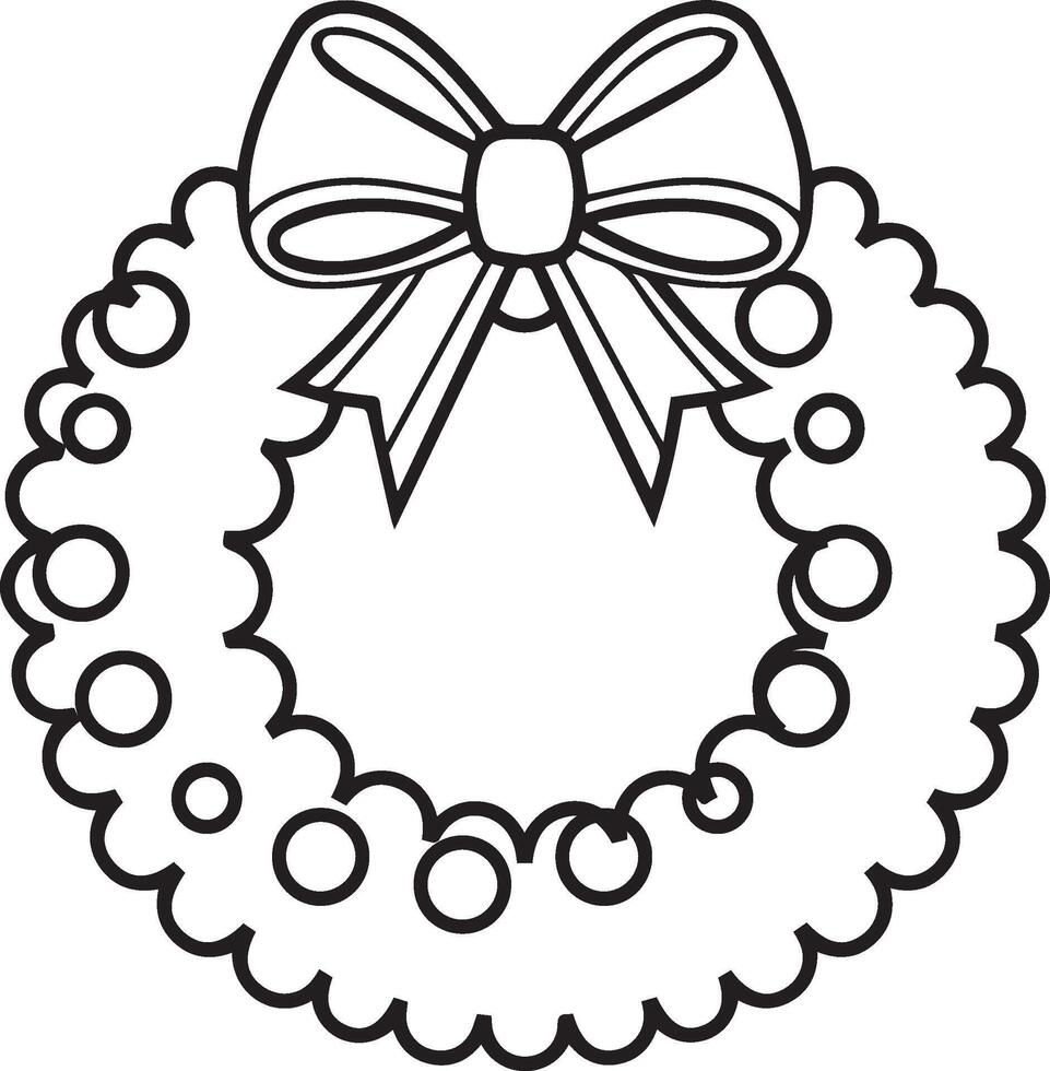 Christmas wreath in a contour style vector