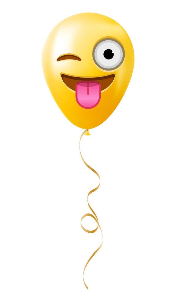 Emoji balloon with tongue hanging out and winking eye face Yellow emoji smile vector