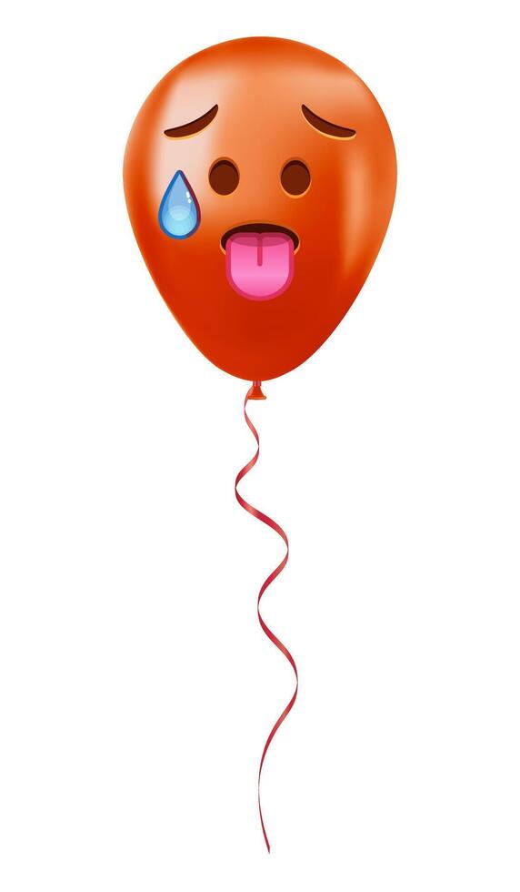 Emoji balloon with sweaty face Red emoji smile vector