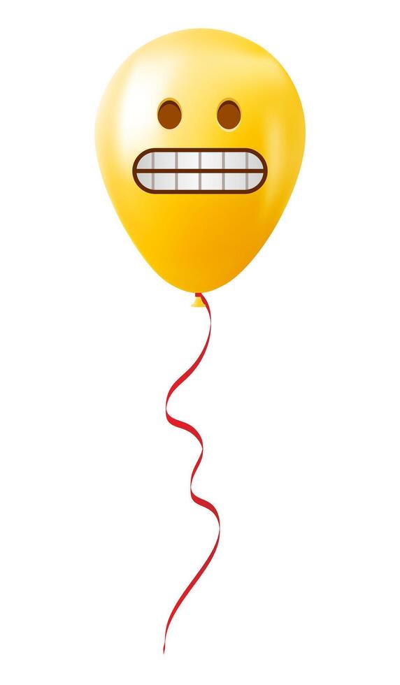 Emoji balloon with grimace on the face Yellow emoji smile vector