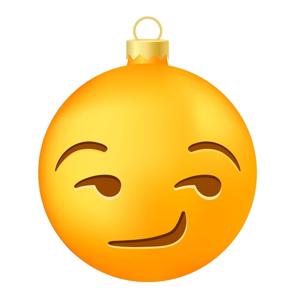 Emoji Christmas tree ball with grinning flirting face vector