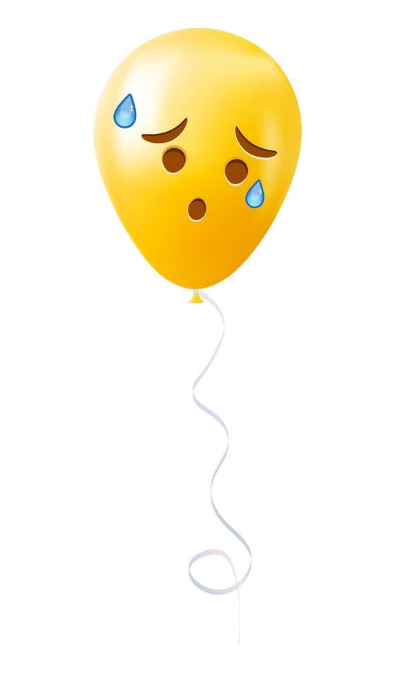 Emoji balloon with an expression of disappointment and relief face Yellow emoji smile vector
