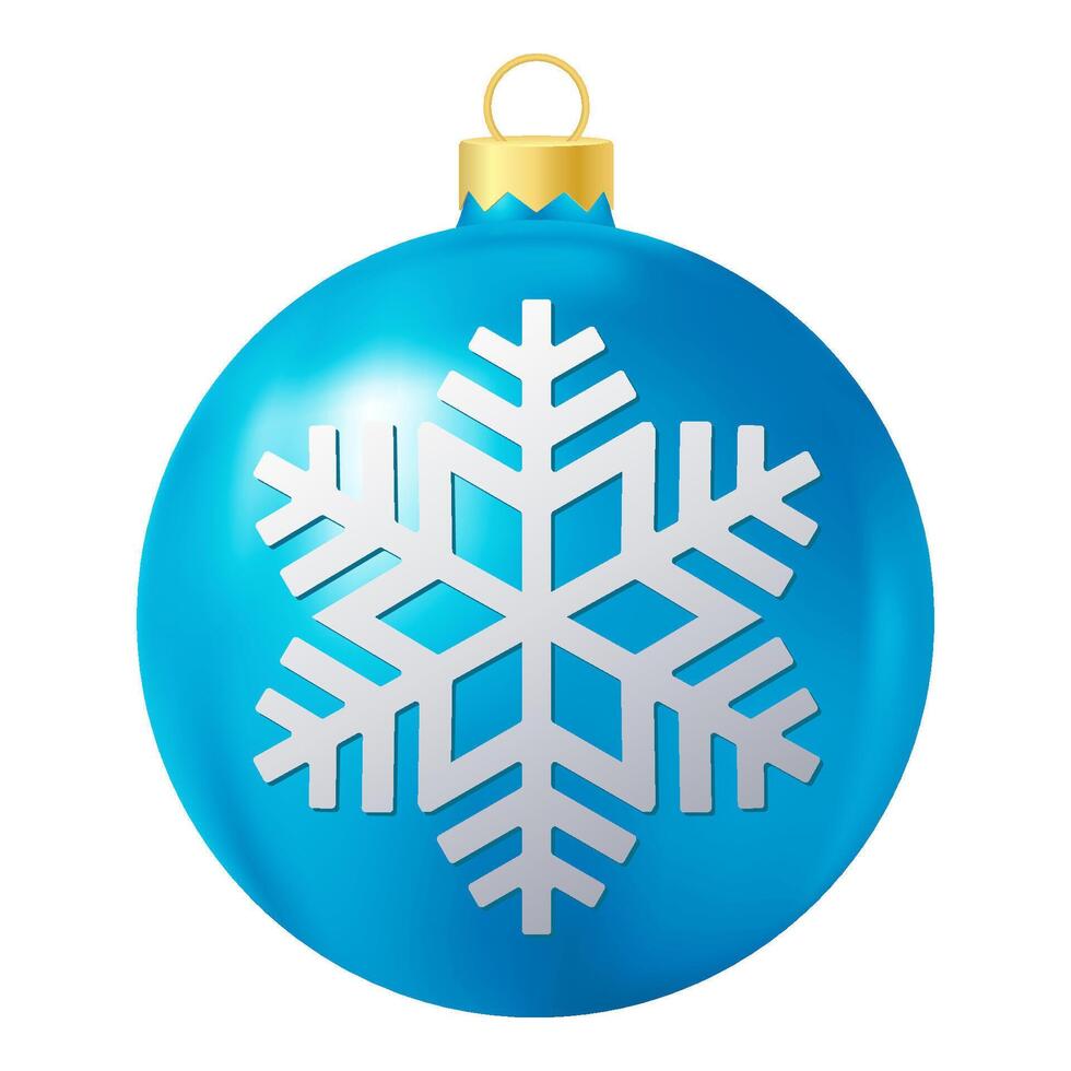 Blue Christmas tree ball with white snowflake vector
