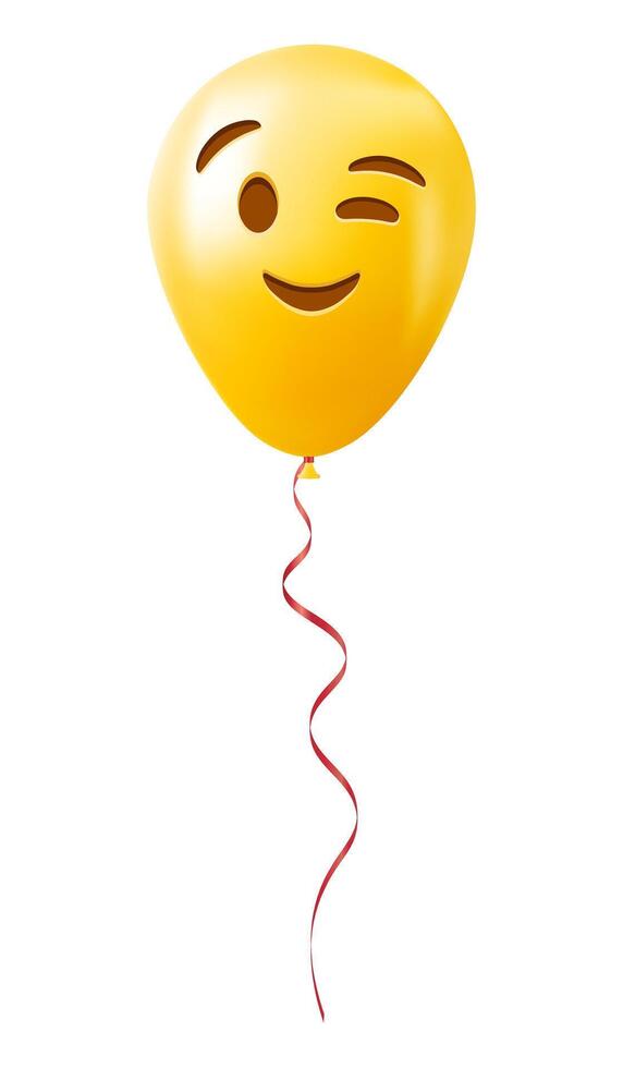 Emoji balloon with winking face Yellow emoji smile vector
