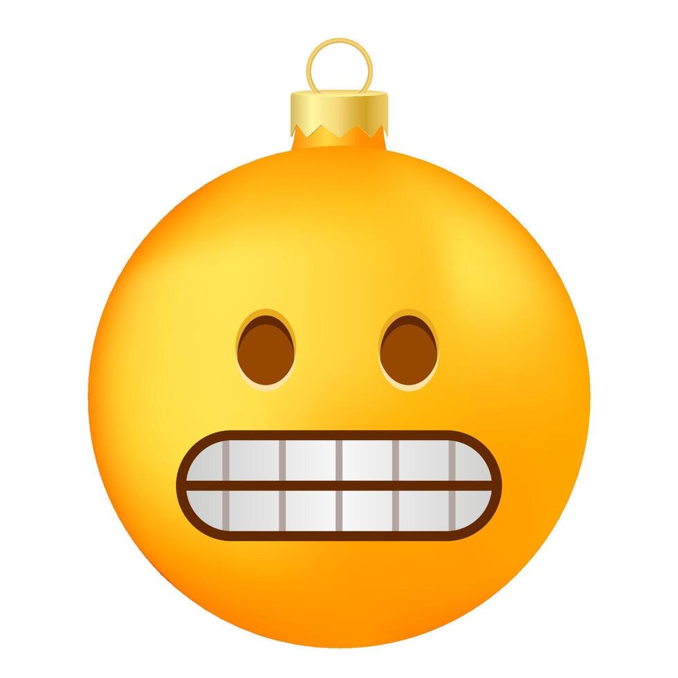 Emoji Christmas tree ball with sad grimace face vector