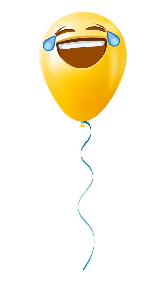 Emoji balloon with tears of joy face Yellow emoji smile vector