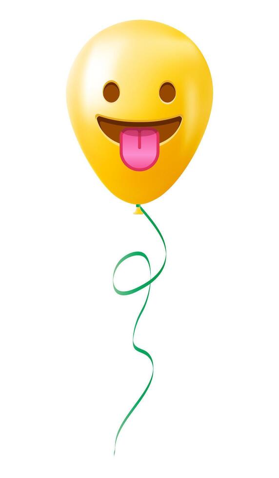 Emoji balloon with protruding tongue face Yellow emoji smile vector