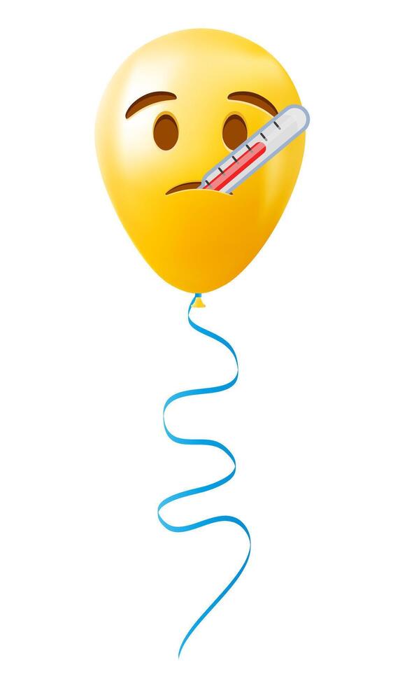 Emoji balloon with thermometer face Yellow emoji smile vector