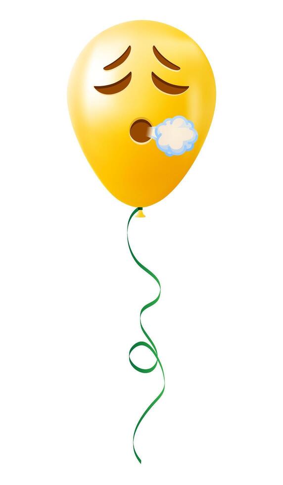 Emoji balloon with exhaling face Yellow emoji smile vector