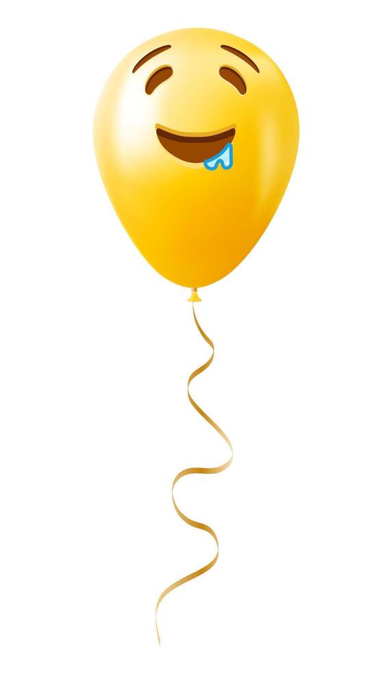 Emoji balloon with drooling face Yellow emoji smile vector