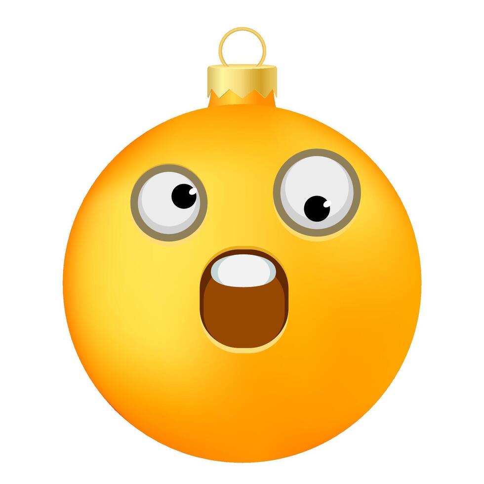 Emoji yellow Christmas tree ball with one large and one small eye vector