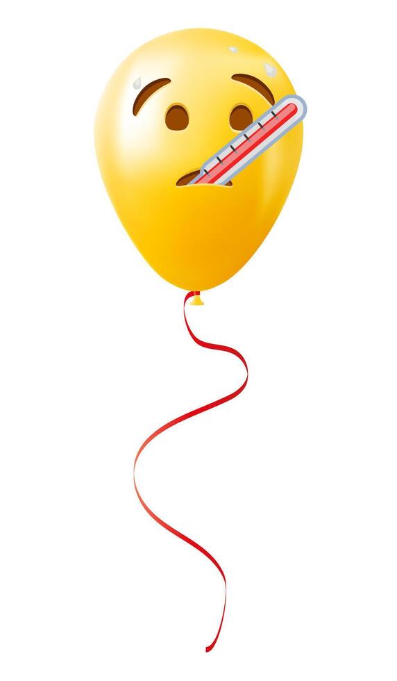 Emoji balloon with thermometer face Yellow emoji smile vector