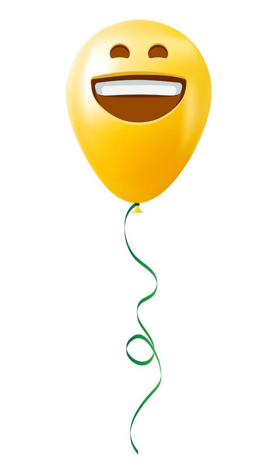 Emoji balloon with grinning face Yellow emoji smile vector