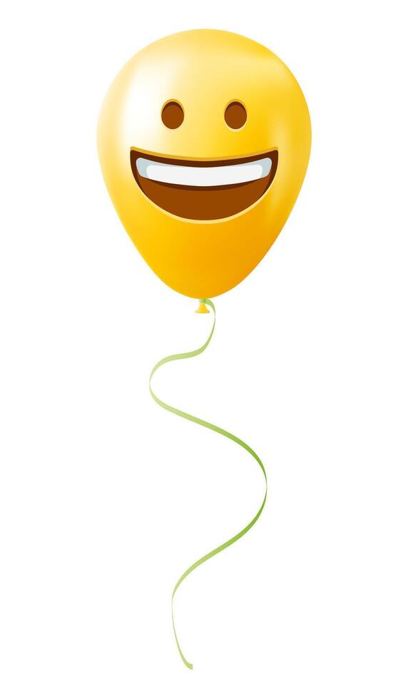 Emoji balloon with grinning face Yellow emoji smile vector