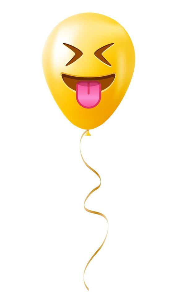 Emoji balloon with protruding tongue and tightly closed eyes face Yellow emoji smile vector