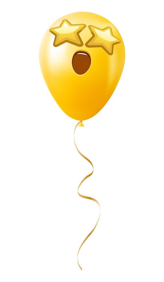 Emoji balloon with a grinning face with starry eyes Yellow emoji smile vector