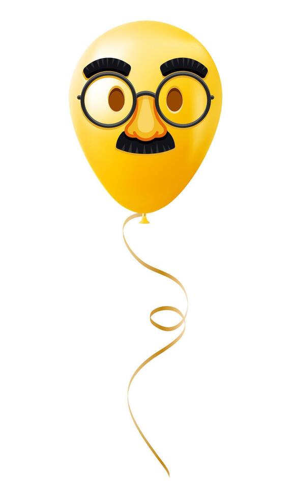 Emoji balloon with glasses and mustache face Yellow emoji smile vector