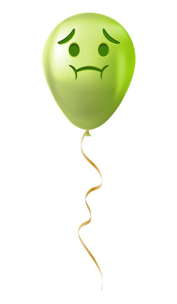 Emoji balloon with nauseated face Green emoji smile vector