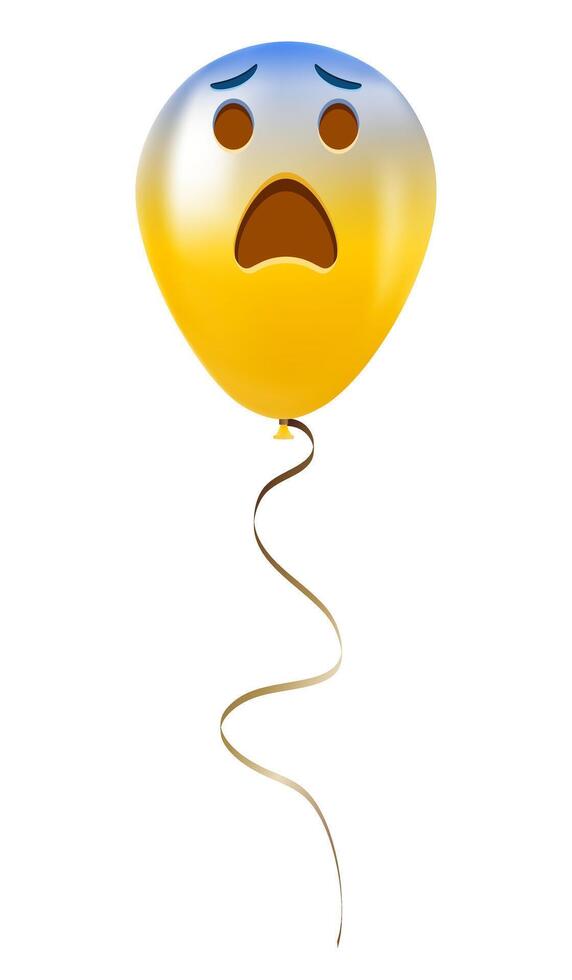 Emoji balloon with fear face Yellow emoji smile vector