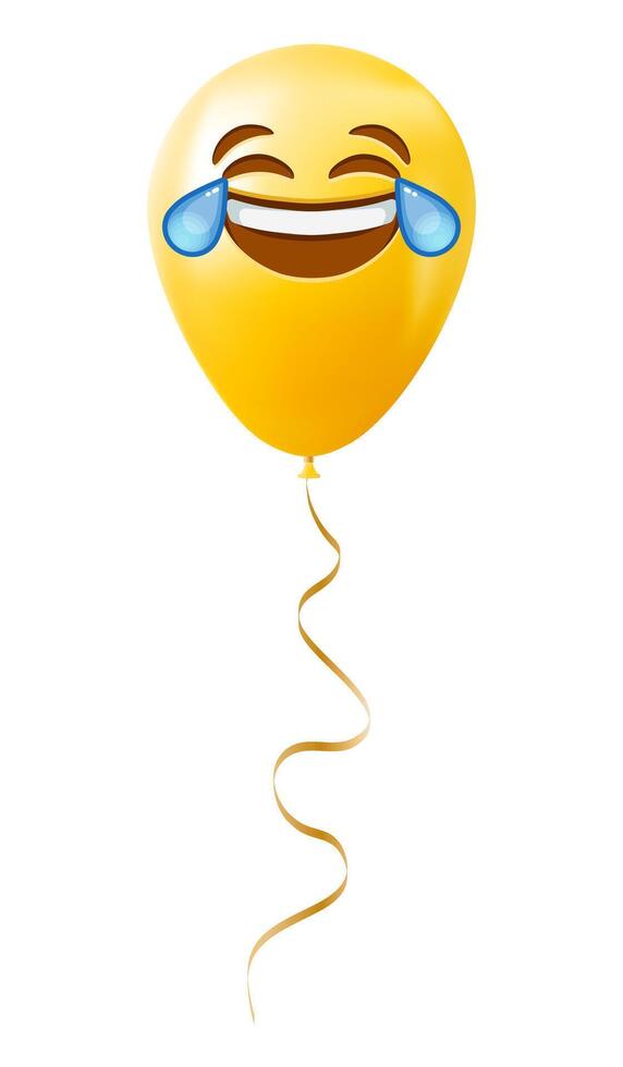 Emoji balloon with tears of joy face Yellow emoji smile vector