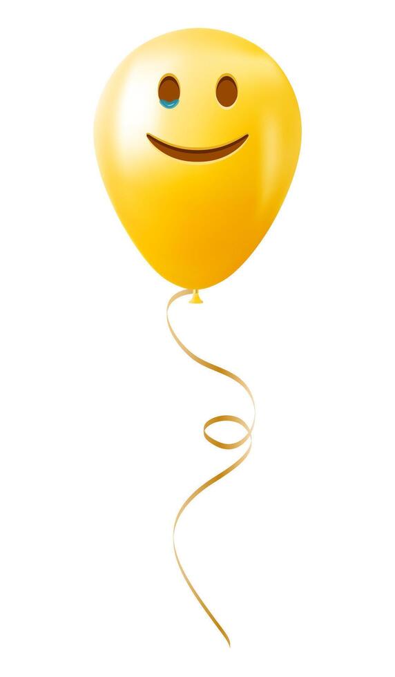 Emoji balloon with happy face with tears Yellow emoji smile vector