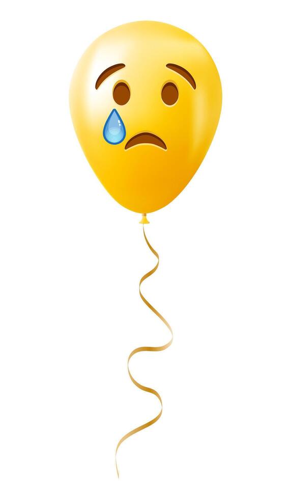 Emoji balloon with crying face Yellow emoji smile vector