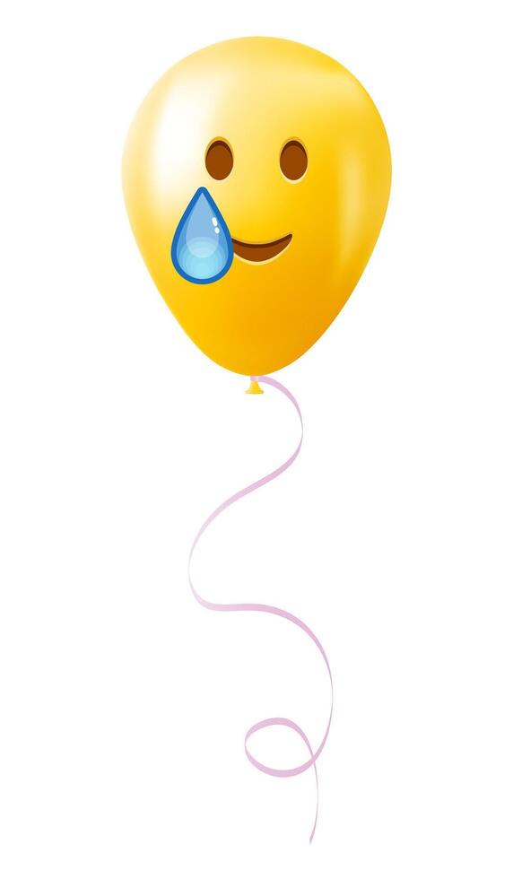 Emoji balloon with happy face with tears Yellow emoji smile vector