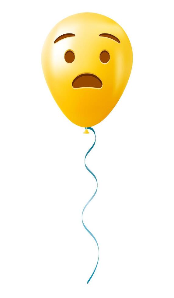 Emoji balloon with anguished face Yellow emoji smile vector
