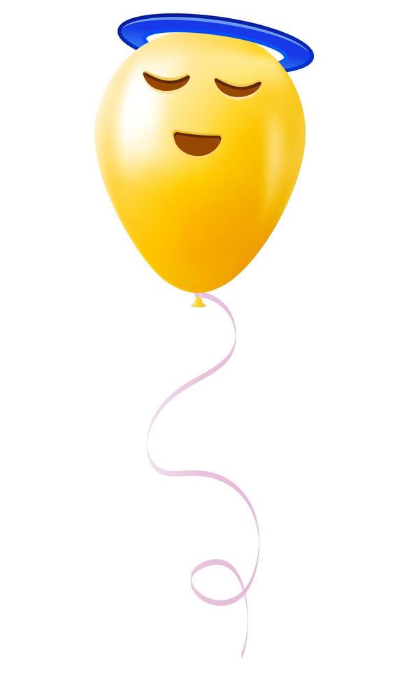 Emoji balloon with smiling face with halo Yellow emoji smile vector