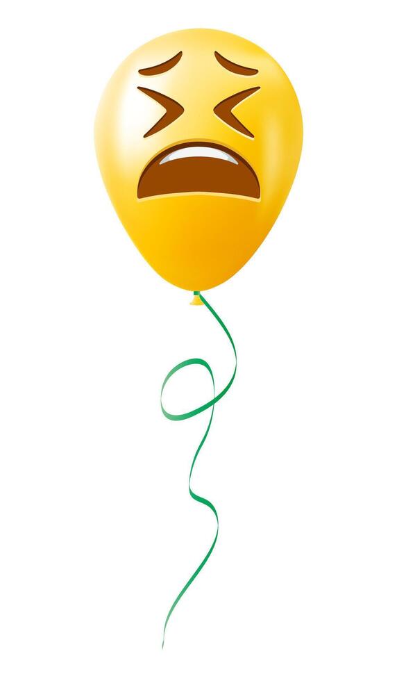 Emoji balloon with tired face Yellow emoji smile vector