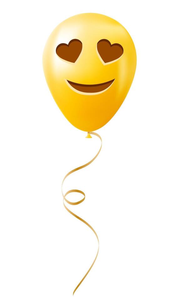 Emoji balloon with smiling face with heart eyes Yellow emoji smile vector