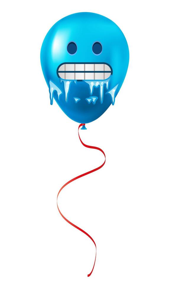 Emoji balloon with freezing face Blue emoji smile vector
