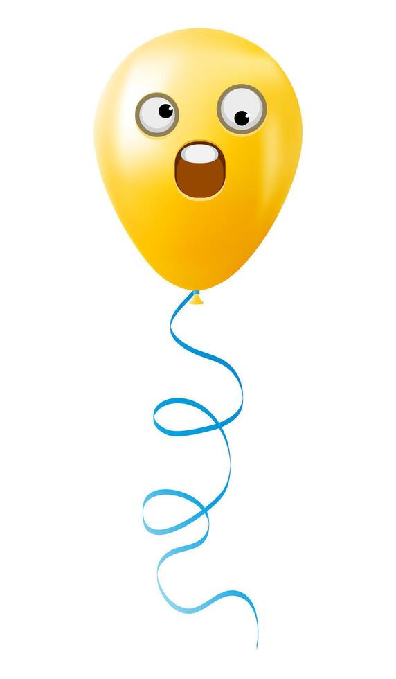 Emoji balloon with a grinning face with one large and one small eye Yellow emoji smile vector