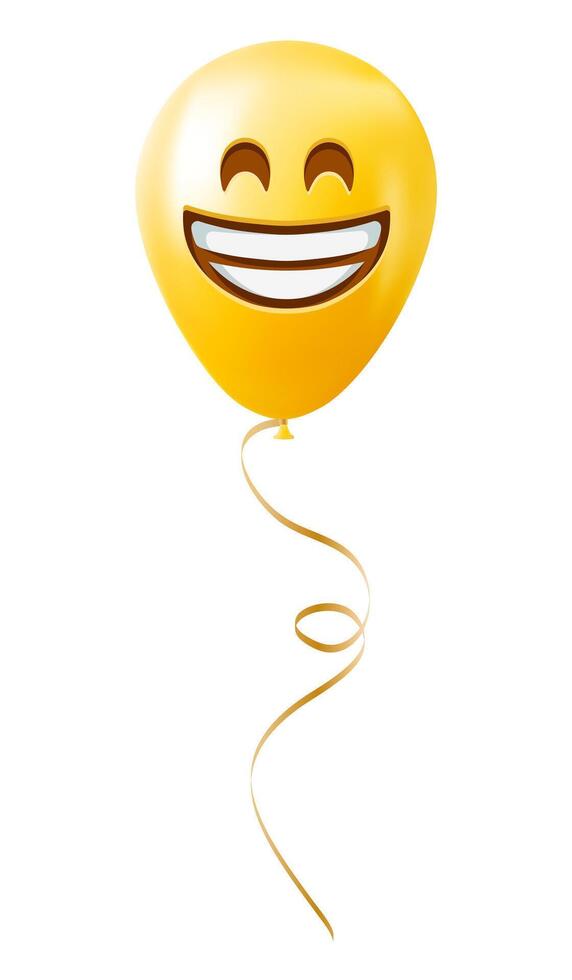Emoji balloon with grinning face with laughing eyes Yellow emoji smile vector