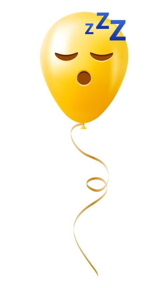 Emoji balloon with sleeping face Yellow emoji smile vector