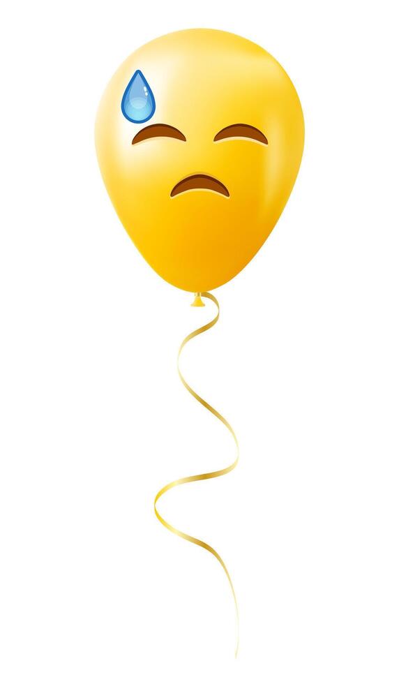 Emoji balloon with cold sweat face Yellow emoji smile vector