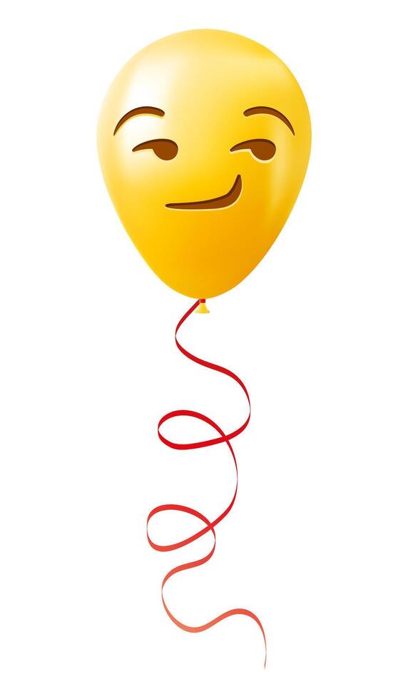 Emoji balloon with grinning flirting face Yellow emoji smile vector