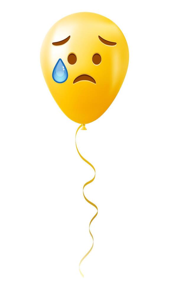 Emoji balloon with an expression of disappointment and relief face Yellow emoji smile vector