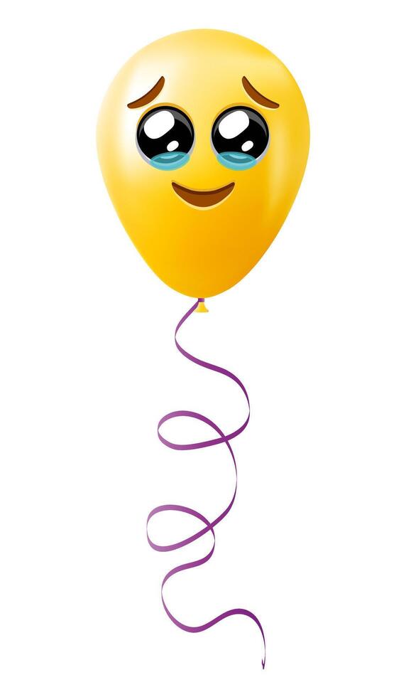 Emoji balloon with happy face with tears Yellow emoji smile vector