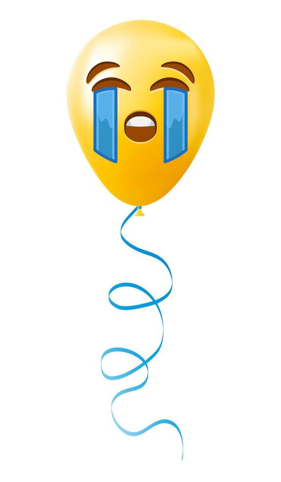 Emoji balloon with crying loudly face Yellow emoji smile vector
