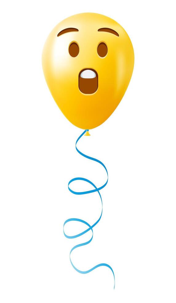 Emoji balloon with open mouth face Yellow emoji smile vector