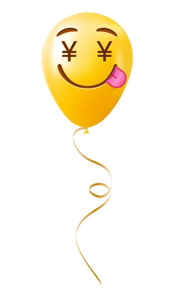 Emoji balloon with money face Yellow emoji smile vector