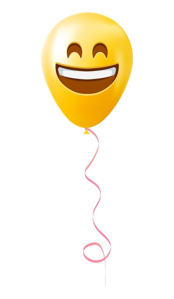 Emoji balloon with smiling face with open mouth Yellow emoji smile vector