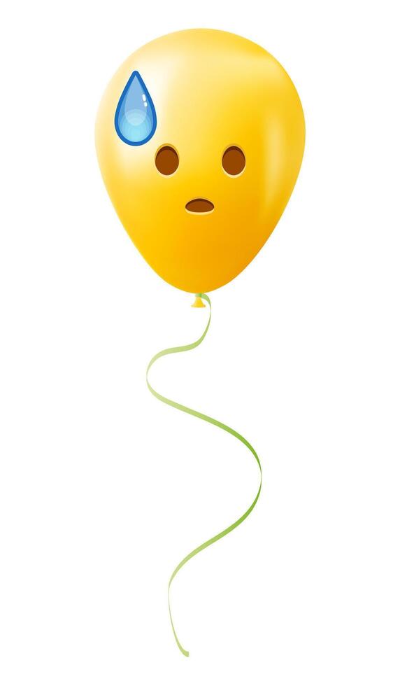 Emoji balloon with cold sweat face Yellow emoji smile vector